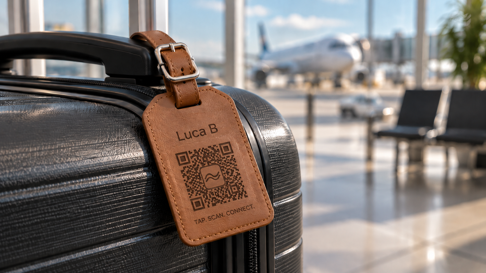 Custom Leather Smart Luggage Tag with QR Code & NFC — Taproo NFC and QR product