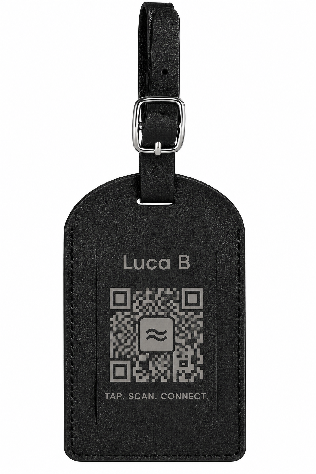 Custom Leather Smart Luggage Tag with QR Code & NFC — NFC luggage tag