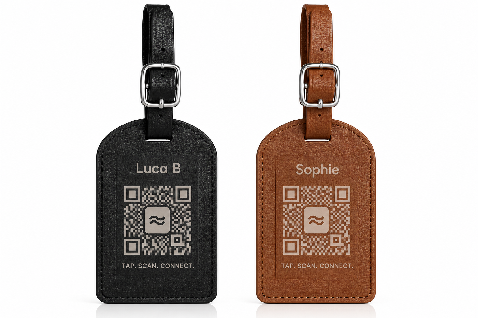 Custom Leather Smart Luggage Tag with QR Code & NFC — NFC luggage tag
